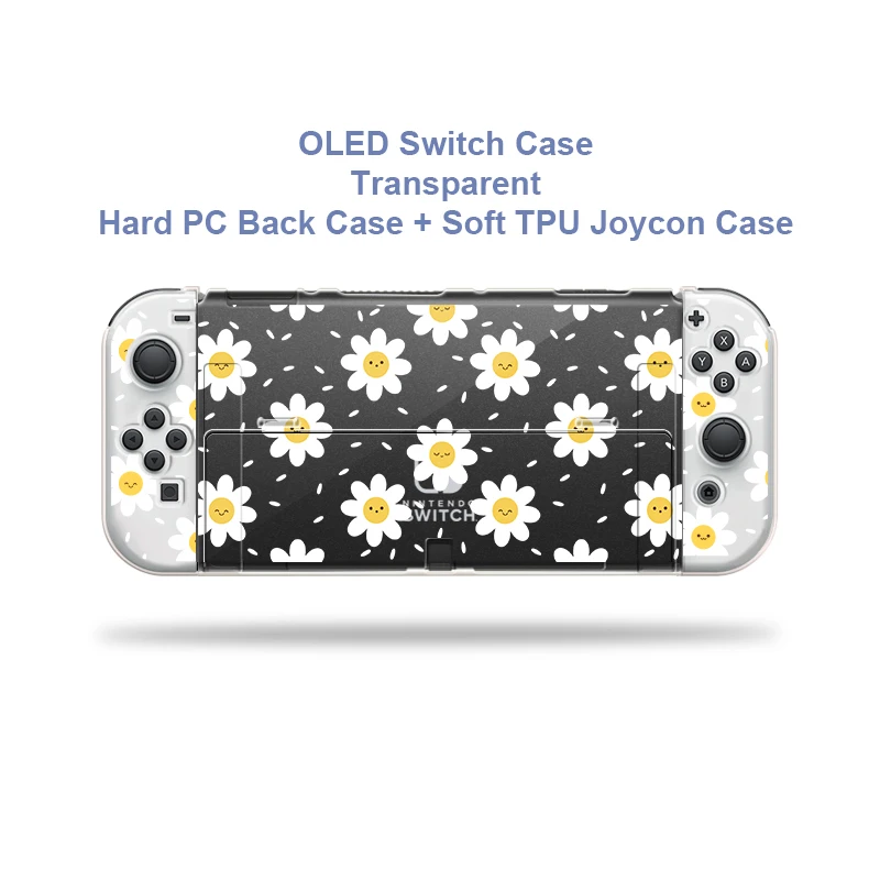 Kawaii Daisy Funda Nintendo Switch OLED Cover Case For Girl Dockable Protective TPU Shell For Nintendo Switch Controller Joy-Con