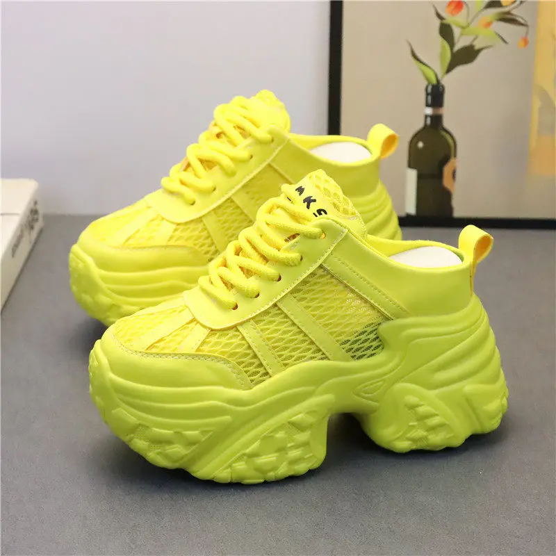 

Women's 12cm Height Increasing Dad Sandals Peep Toe Mesh Breathable Platform Slides Stylish Trendy