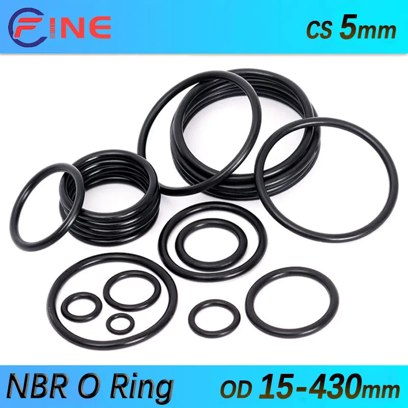 

NBR O Ring Seal Gasket Nitrile Butadiene Rubber O-ring Spacer Oil Resistance Washer Round Shape CS 5mm OD 15-430mm