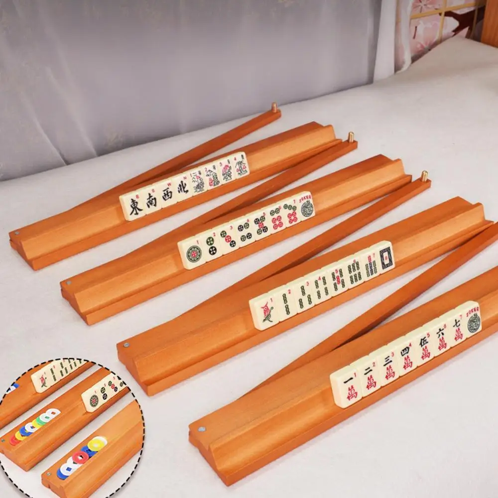 

Маленькая деревянная подставка для маджонга 2-в-1: устройство для укладки плиток и толкатель для маджонг-стола и аксессуаров для настольных игр