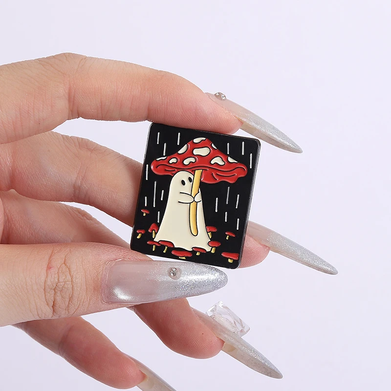 Wandering Ghost with Mushroom Umbrella Enamel Pins Halloween image 6