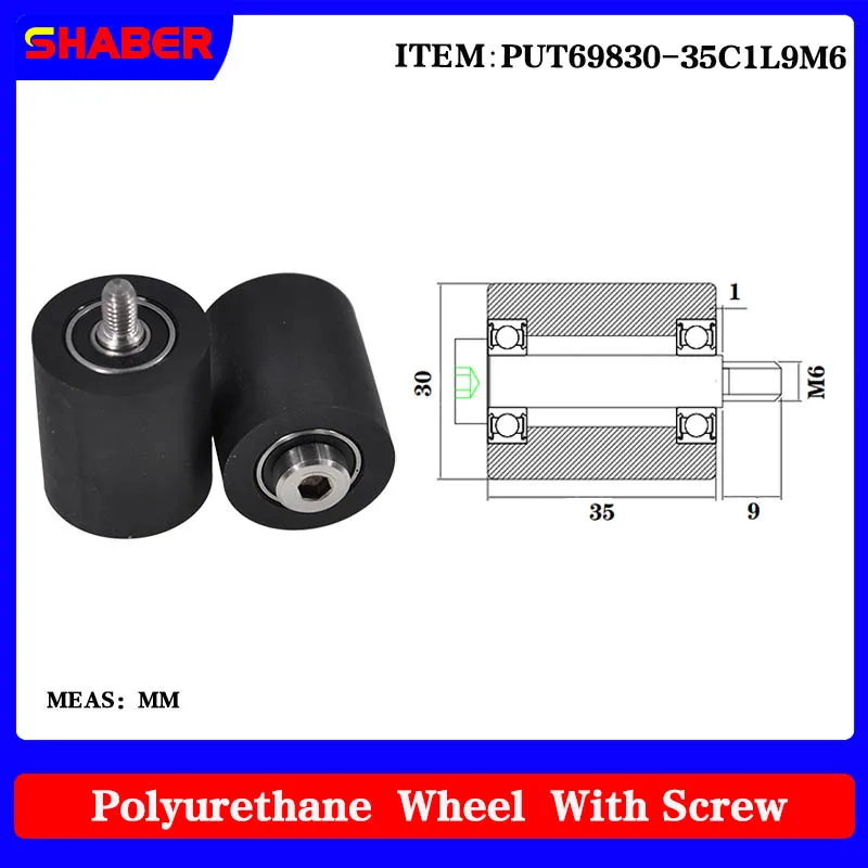 borracha-envolvido-rolamento-roda-roda-guia-poliuretano-rosca-externa-put69830-35c1l9m6-correia-transportadora