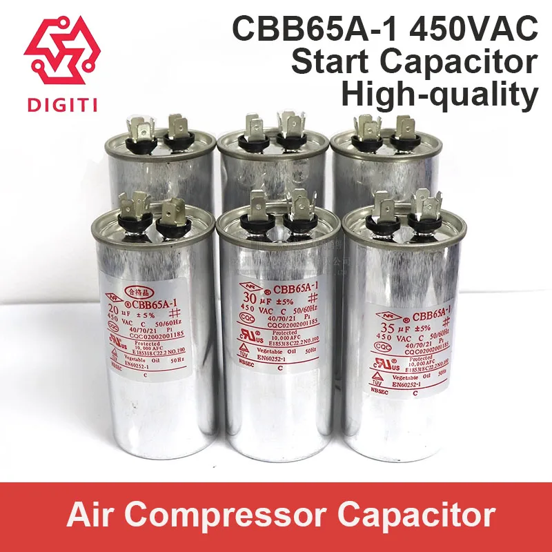 

CBB65A-1 AC Air Compressor Start Capacitor 450V 8UF/10UF/12UF/15UF/17UF/20UF/25UF/30UF/35UF/40UF/45UF/50UF/55UF/60UF/70UF/80UF