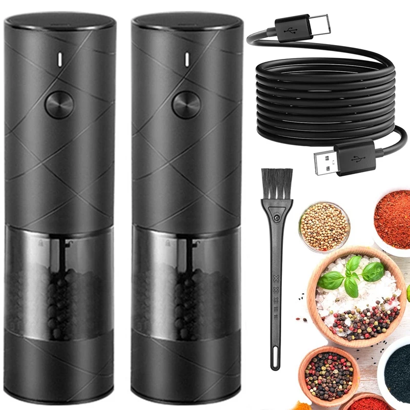 Electric Salt Pepper Grinder With Warm LED Light Adjustable Coarseness Automatic Mill Grinder For Kitchen, Restaurant