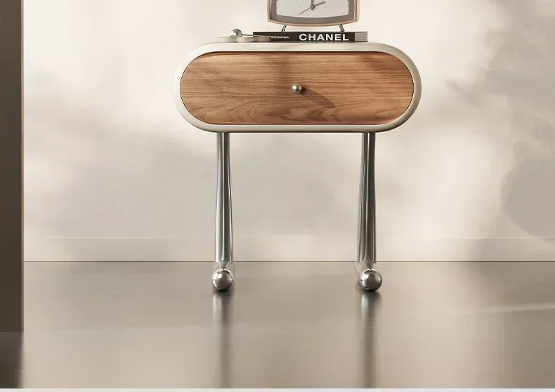 

Italian minimalist bedside table master bedroom bedside light luxury high-end storage locker5203