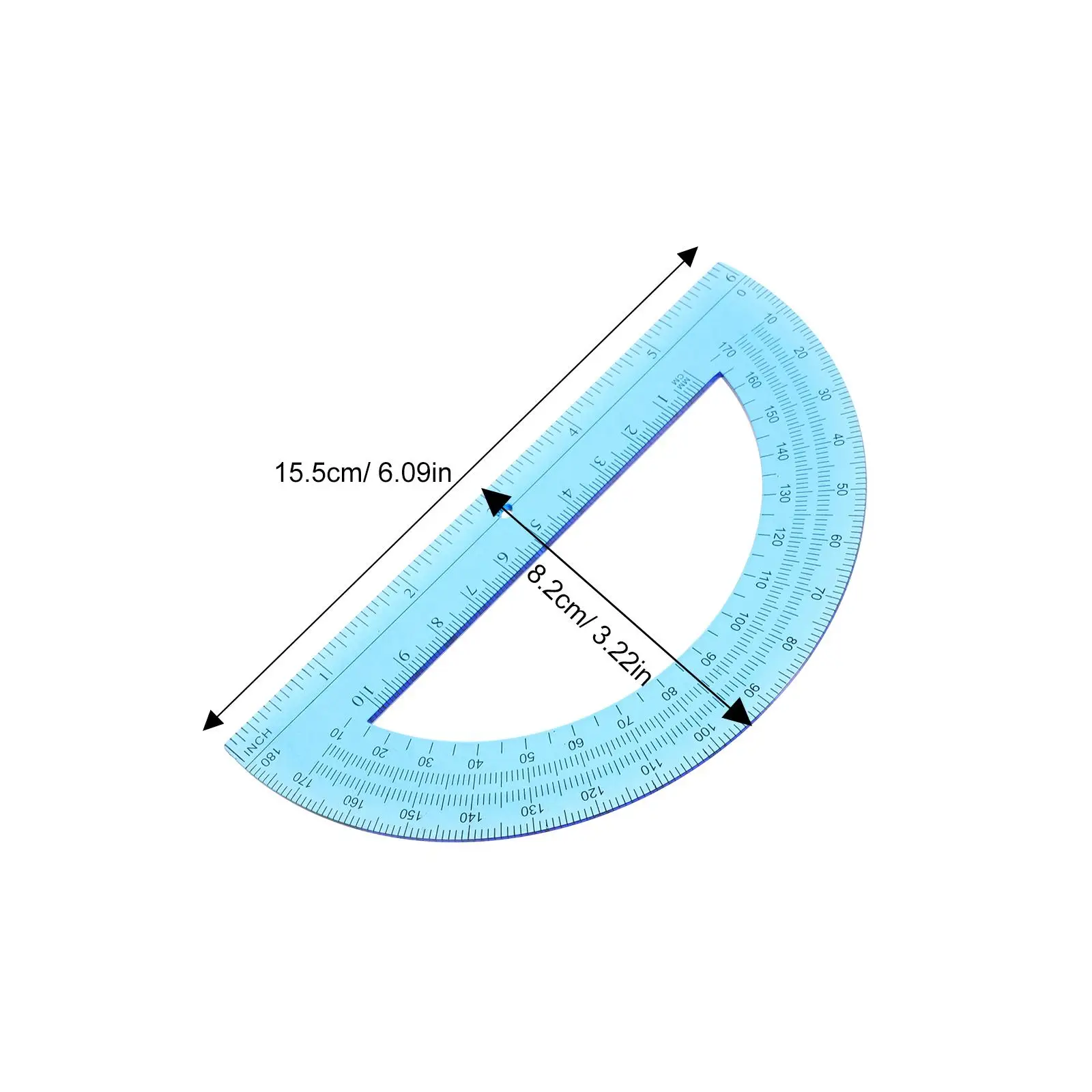 12 Pcs Large 180 Degree Colorful Transparent Plastic Protractor Ruler Measuring Tool Geometry Math Office Supplies Dual