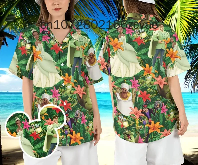 Disney-tiana Princess hawaiian shirt,半袖,ボタンアップ,カジュアルビーチシャツ,新しいコレクション