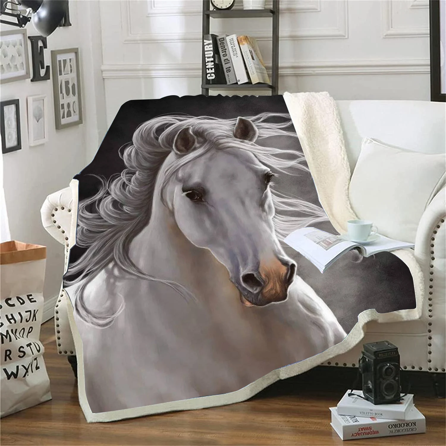 Horses, Animals Anime Blanket For Winter Furry Microfiber Fabric Home Travel Airplane Bed Blankets