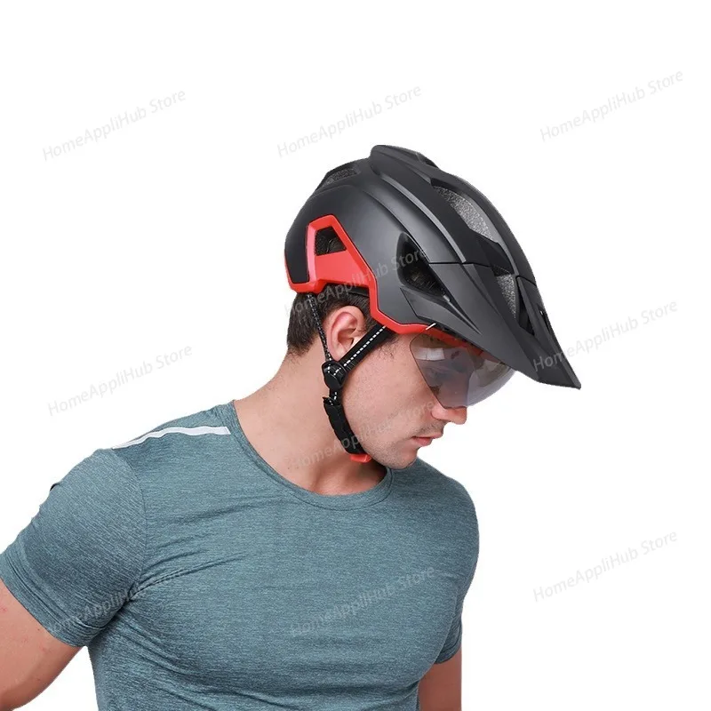 

Светодиодный велосипедный шлем с солнцезащитным козырьком, перезаряжаемый светодиодный мужской велосипедный шлем, солнцезащитные очки, дорожные MTB велосипедные шлемы