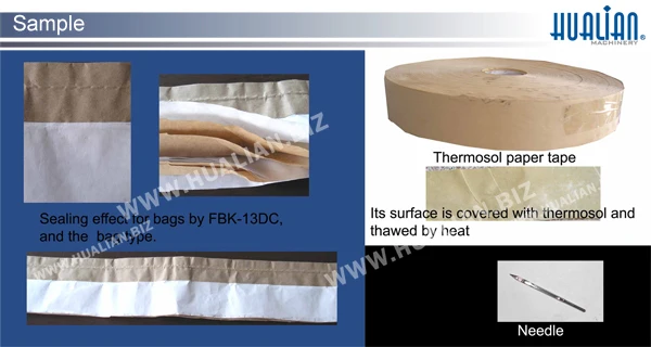 Hualian FBK-13DC ماكينة الختم الصناعية الأوتوماتيكية ماكينة تعبئة وخياطة الأكياس المستمرة للحقيبة الثقيلة 25 كجم