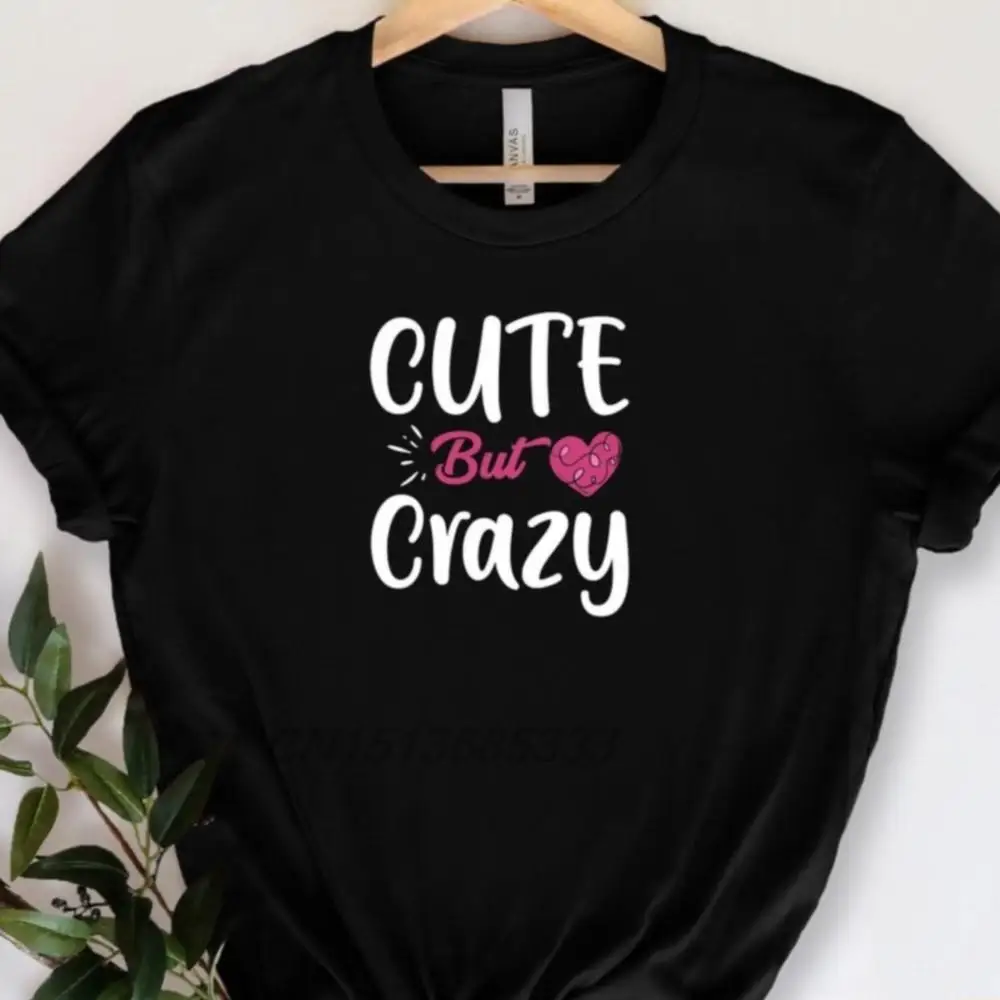 

Cute But Crazy Women Female Vintage T-Shirts Purple Heart Sassy Gift Tee Shirts Women Oversized Sweatshirts Casual Cotton Tops