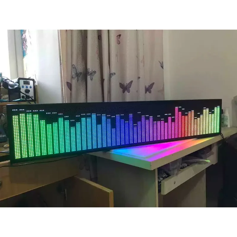 AS1000 Full‑Color Music Spectrum Display RGB LED Audio VU Meter Voice‑Control Remote Control Car Rhythm Light Hardware Accessory