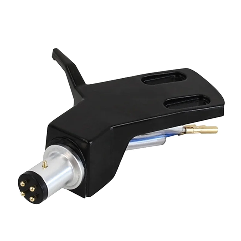 A52TTurntable Headshell Aluminium Alloy Headshell Record Turntable Needle Replacement Phono Stylus Cartridges Rack Black