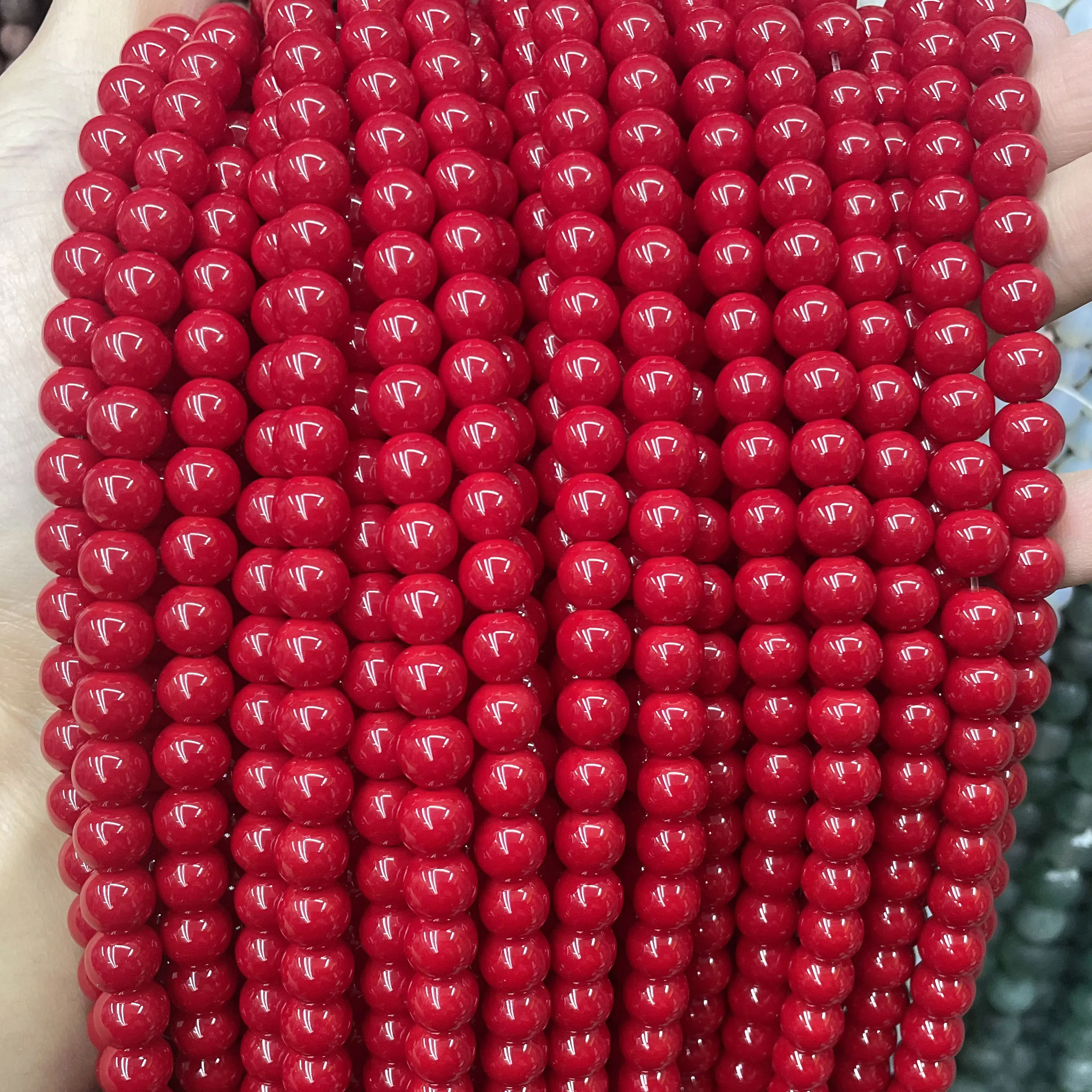 4 6 8 10 12 مللي متر الحجر الطبيعي المرجان الأحمر فضفاض الجولة خزر عازل لصنع المجوهرات سوار ذاتي الصنع إكسسوارات عقد #2