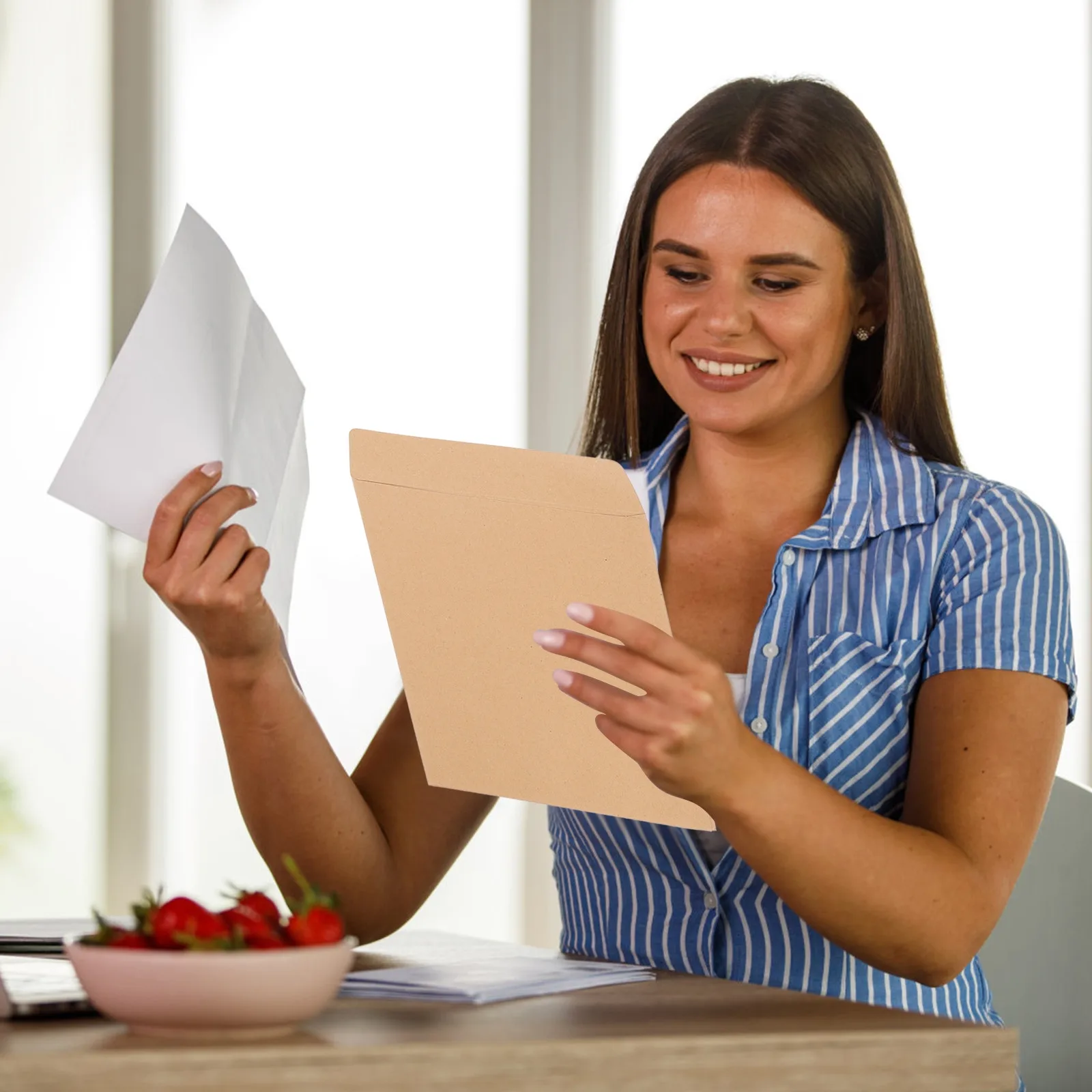 

25pcs Transparent Document Bags Kraft Paper Envelopes For Greeting Cards Mailing Invitations Letter Storage Pouch Envelopes