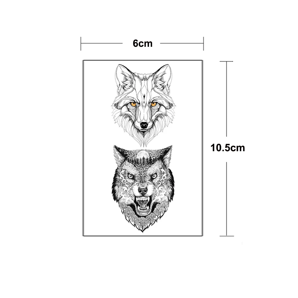 Small Waterproof Temporary Fake Tattoo Sticker Tiger Wolf Dragon Arrow Compass Fashion Art Arm Wrist Neck Mini Man Tatoo