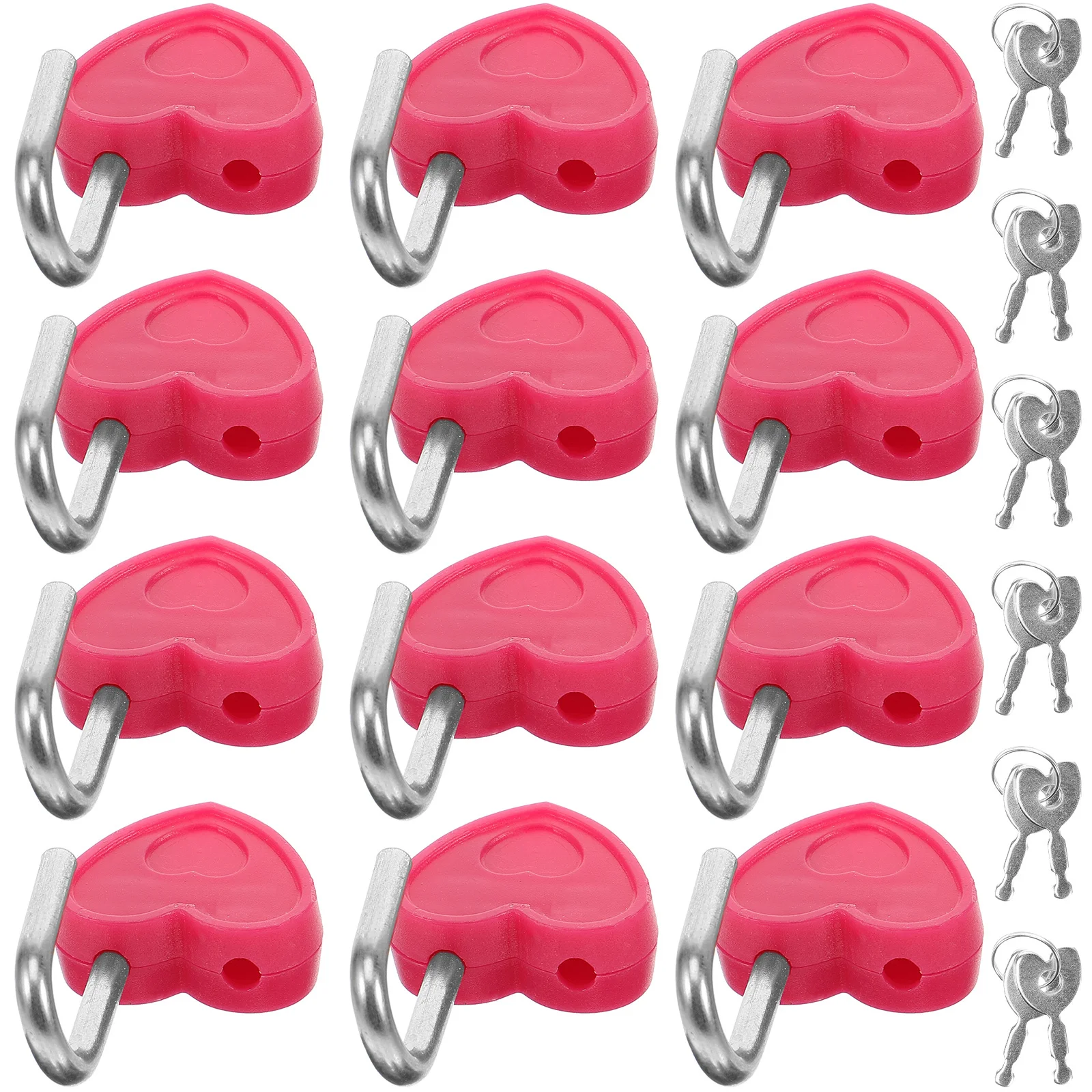 

24Set Mini Heart Shaped Padlock Small Lock Alloy Plastic Durable for Bag Suitcase Diary Book Jewelry Box with Keys