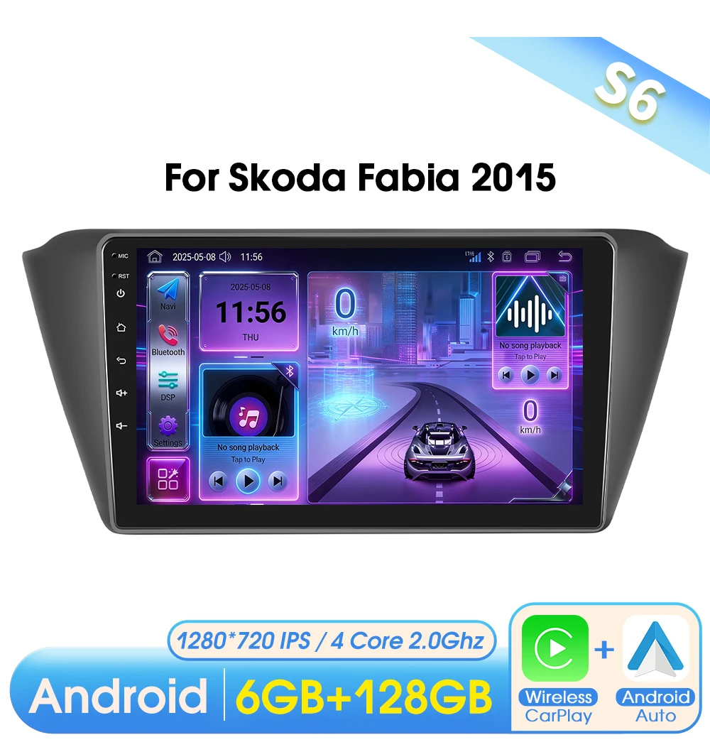 Podofo CarPlay Android Radio voor Skoda Fabia 2015 Auto Intelligent Systeem 2 Din GPS Auto Multimedia Speler BT FM
