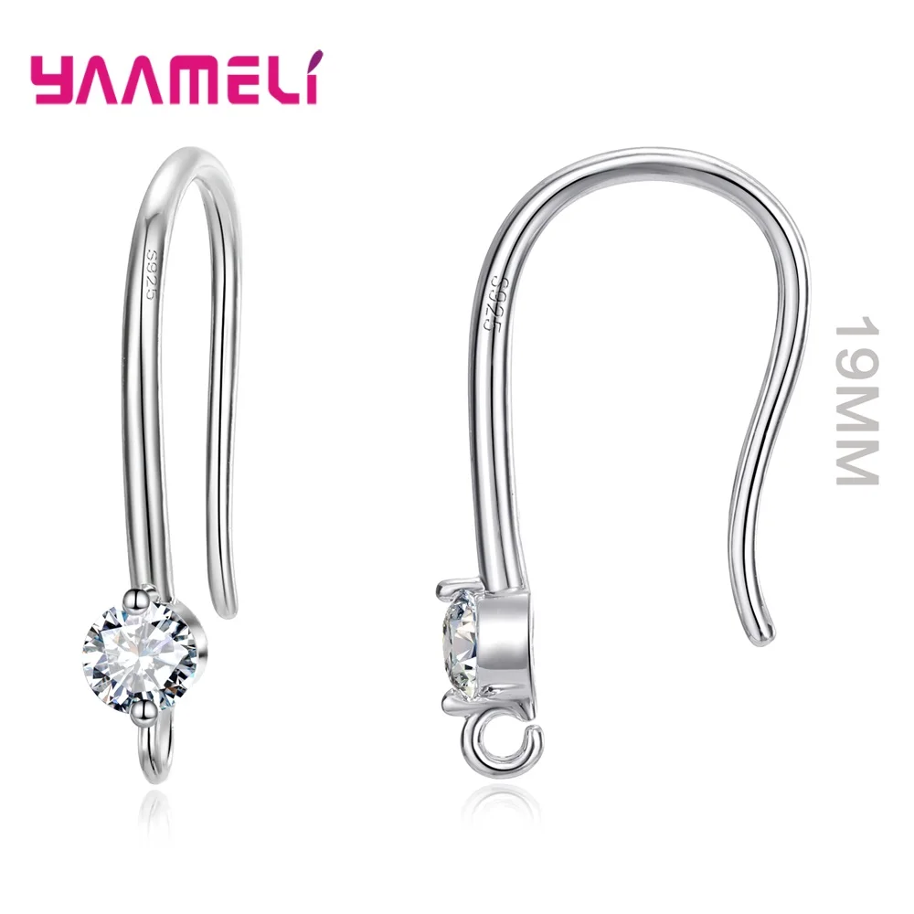 Autentyczne 925 Sterling Silver S925 Hook kolczyki biały różowy niebieski fioletowy Cubic cyrkon akcesoria jubilerskie do uszu ustalenia — zdjęcie 4