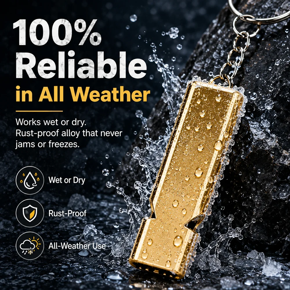 Flat Aluminum Alloy Dual Frequency Survival Whistle 1PC Double Tube Loud Safety Whistle Keychain for Outdoor Camping Hiking Gear