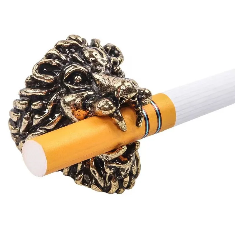 Ring Cigarette Butt Ring Creative Lion Head Metal Cigarette Holder Cigarette Cigarette Holder Internet Celebrity Smoking Ring