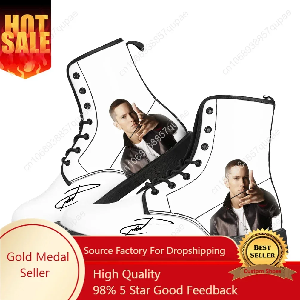 Eminem Casual Boots Rock Singer Mens Womens Teenager Shoes Fashion 3D Boot Outdoor High Quality Couple Customize Made Shoe