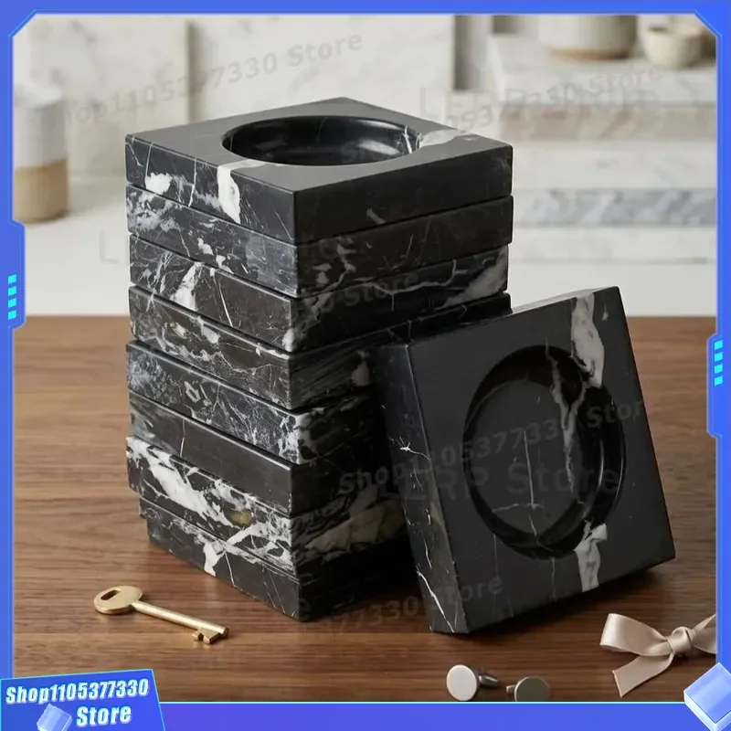 Marble Ashtray for Living Room Decor Exotic Moss Green Plant Landscaping Container Model Room Decoration Ornamental Pot