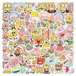 104pcs Kawaii SpongeBob SquarePants Cartoon Graffiti Stickers Luggage Notebook Cartoon Waterproof Sticker Kids Toy Decoration