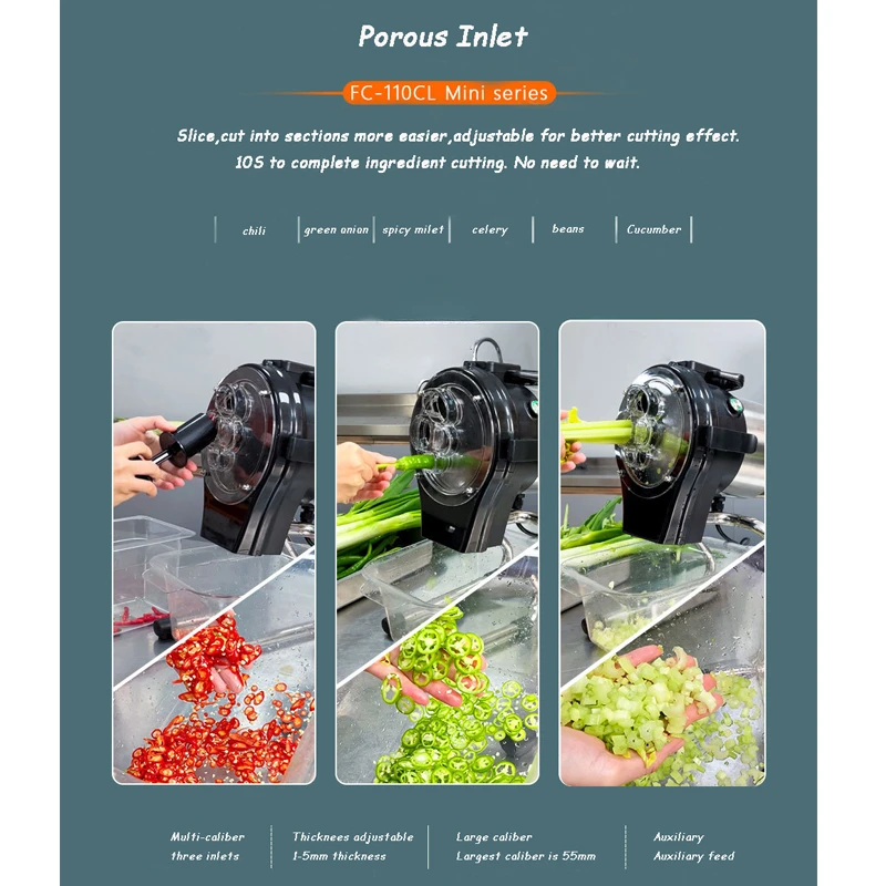 Factory Direct 2026 FOR Stainless Steel Vegetable Cutting Machine Celery Cutter Electric Green Onion Chili Cucumber Slicer Shred
