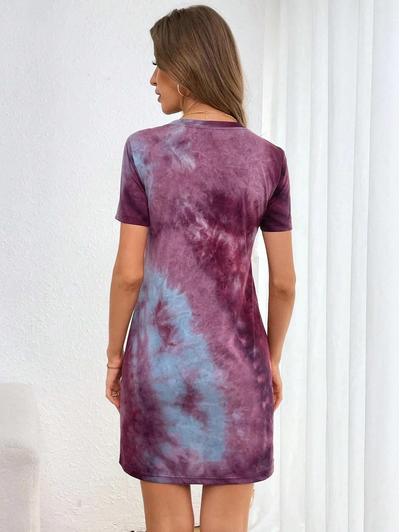 Verão feminino em torno do pescoço manga curta casual camiseta vestido estilo boêmio vestido de férias a linha mini vestido y2k roupas femininas