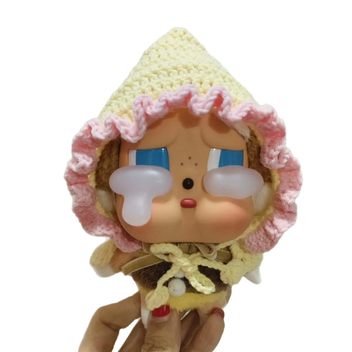 

Плачущая детская одежда с точечной отделкой POP MART CRYBABY, шапка, детская одежда, вязаная вручную одежда для кристаллов