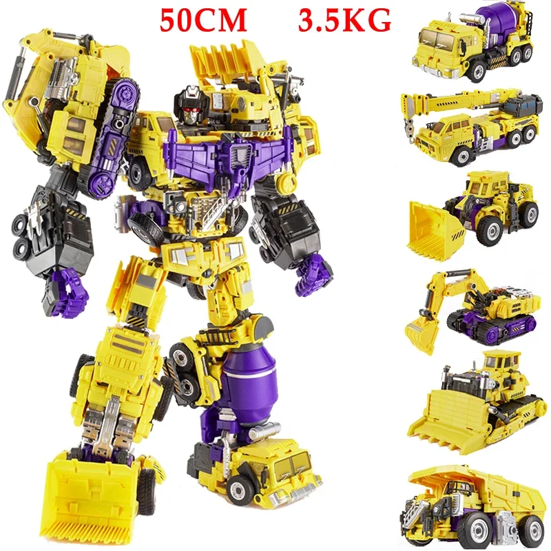 48cm AOYI 8 IN 1 Devastator Transformation Toys Anime Action Figure Model High Quality KO GT Truck Crane Robot Car Kids Boy Gift