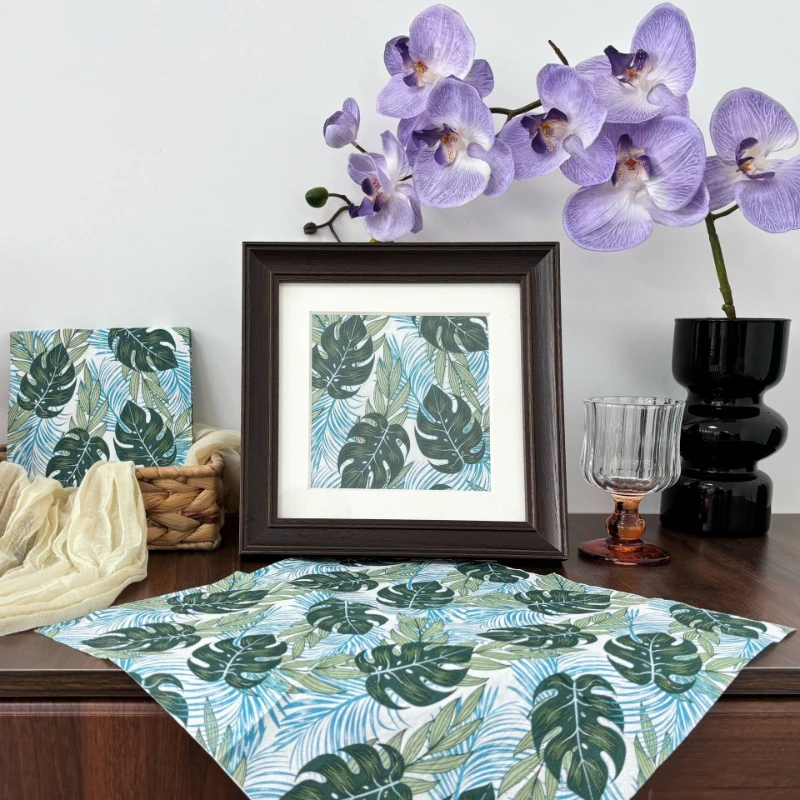 10/20 Sheets 33*33cm 2-Ply Tortoiseshell Leaf Napkins Picnic Party Decor Colored Print Tissue DIY Decoupage Paper