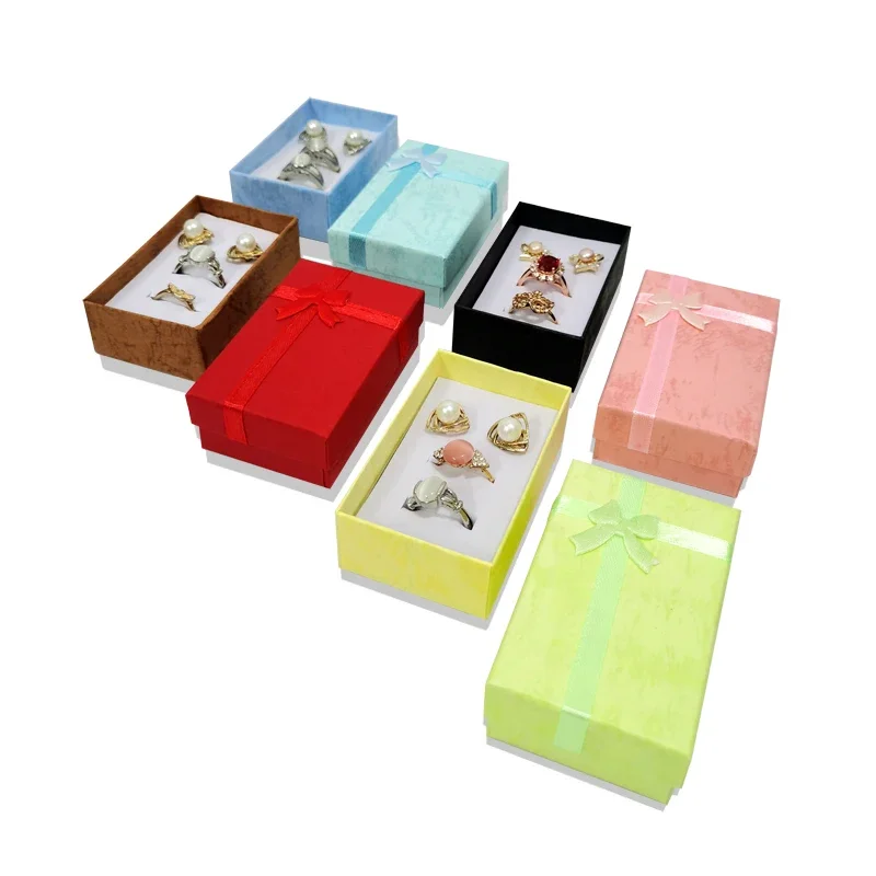 High Quality Paper Ring Necklace Set Jewelry Necklace Earrings Rectangular Package Gift Box 5*8*2.5cm