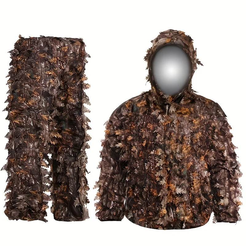 Outdoor For height 160-180cm New-Sticky Flower Bionic Leaves Camouflage Suit Hunting Ghillie Suit Woodland Camouflage Universal