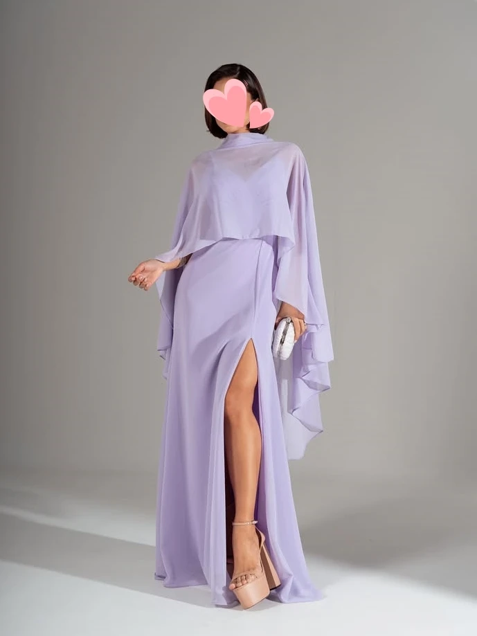 

Элегантное винтажное вечернее платье Other Shore Sweet Lilac Cape из шифона с разрезом, стильное, на заказ, для торжественных мероприятий, выпускных вечеров и вечеринок