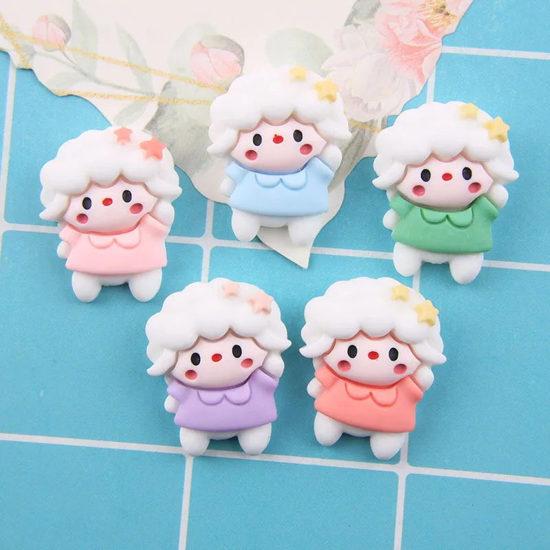 10Pcs Miniature Cute Sheep Flatback Resin Cabochons Scrapbooking Fit Phone Decoration DIY Headwear Accessories Jewelry Making