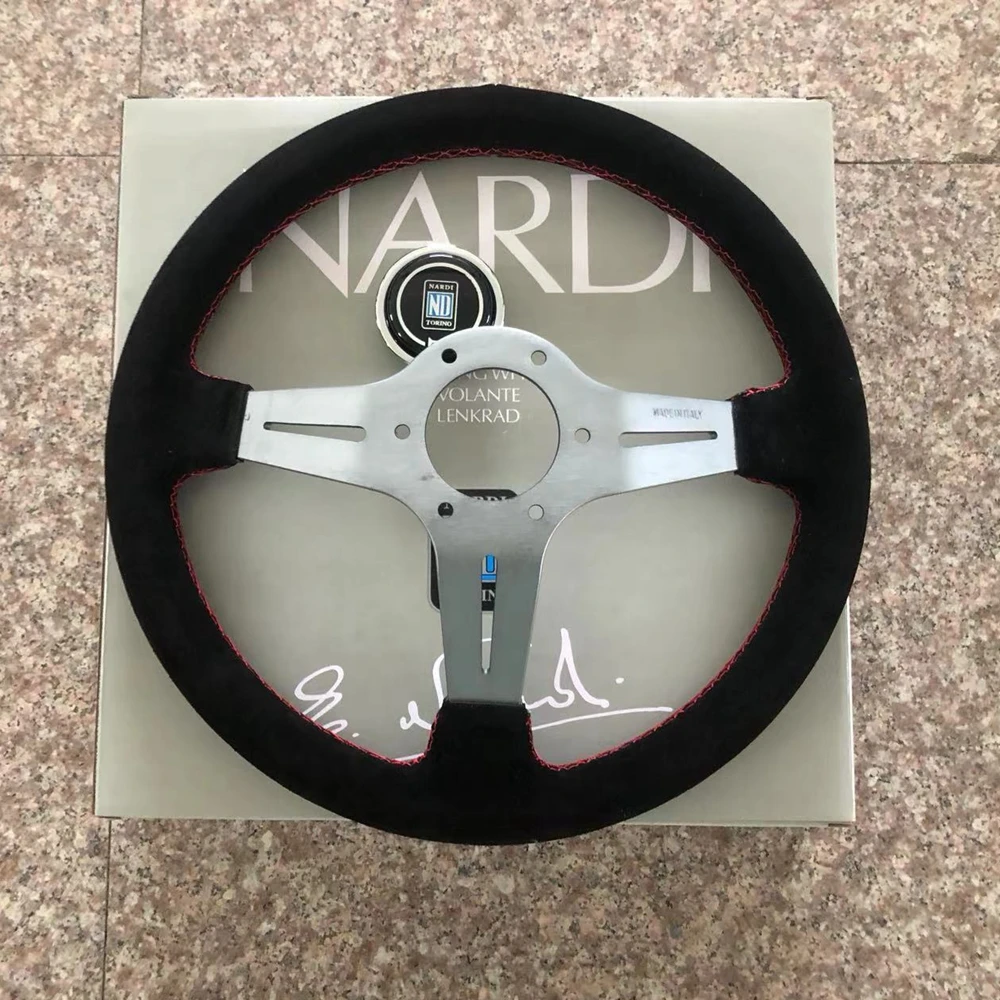 Drift Universal 350mm Nardi Racing Steering Wheel Car Suede Leather JDM Steering Wheel Volantes For VW HONDA TOYOTA BMW Nissan