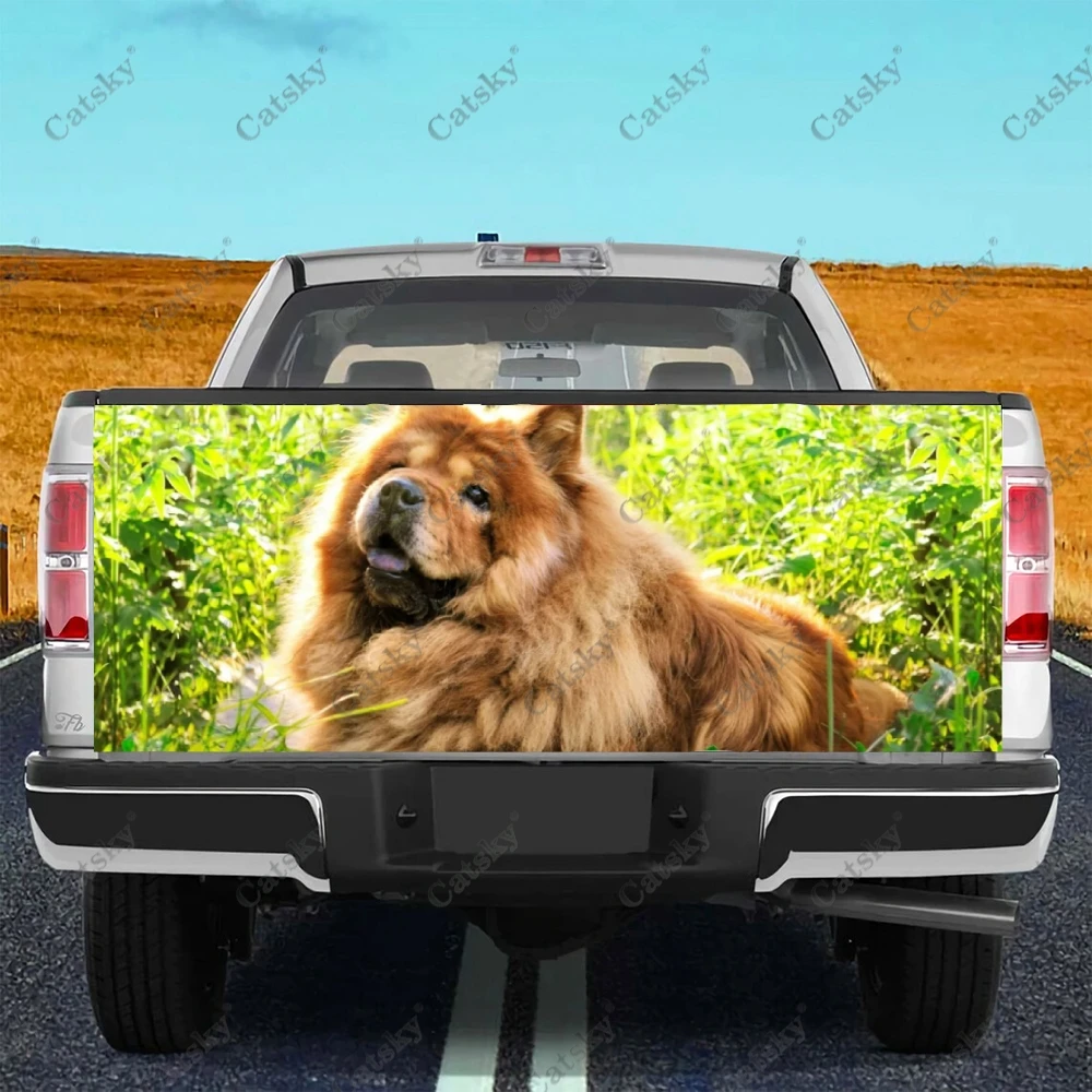 Animal Cute Chow Family Dog Lover Car Tail Trunk Protect Vinly Wrap Sticker Decal Car Side Decor Sticker for SUV Off-road Pickup