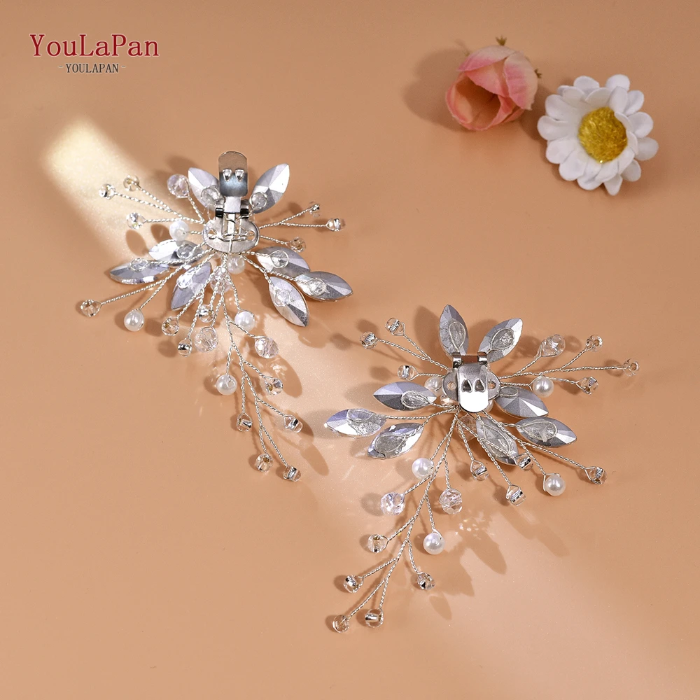 YouLaPan 2Pc Shiny Crystal Shoe Clips Rhinestones Shoe Buckle Removable Women Shoes Decorations Elegant Shoe Accessories HX59