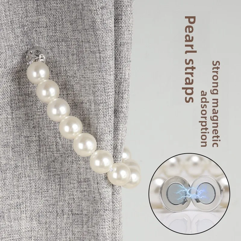 Fashion CreativeCurtain Pearl Magnetic Straps Punch-free Magnet Buckle Bundled Storage Window Screen Straps Magnetic Buckle