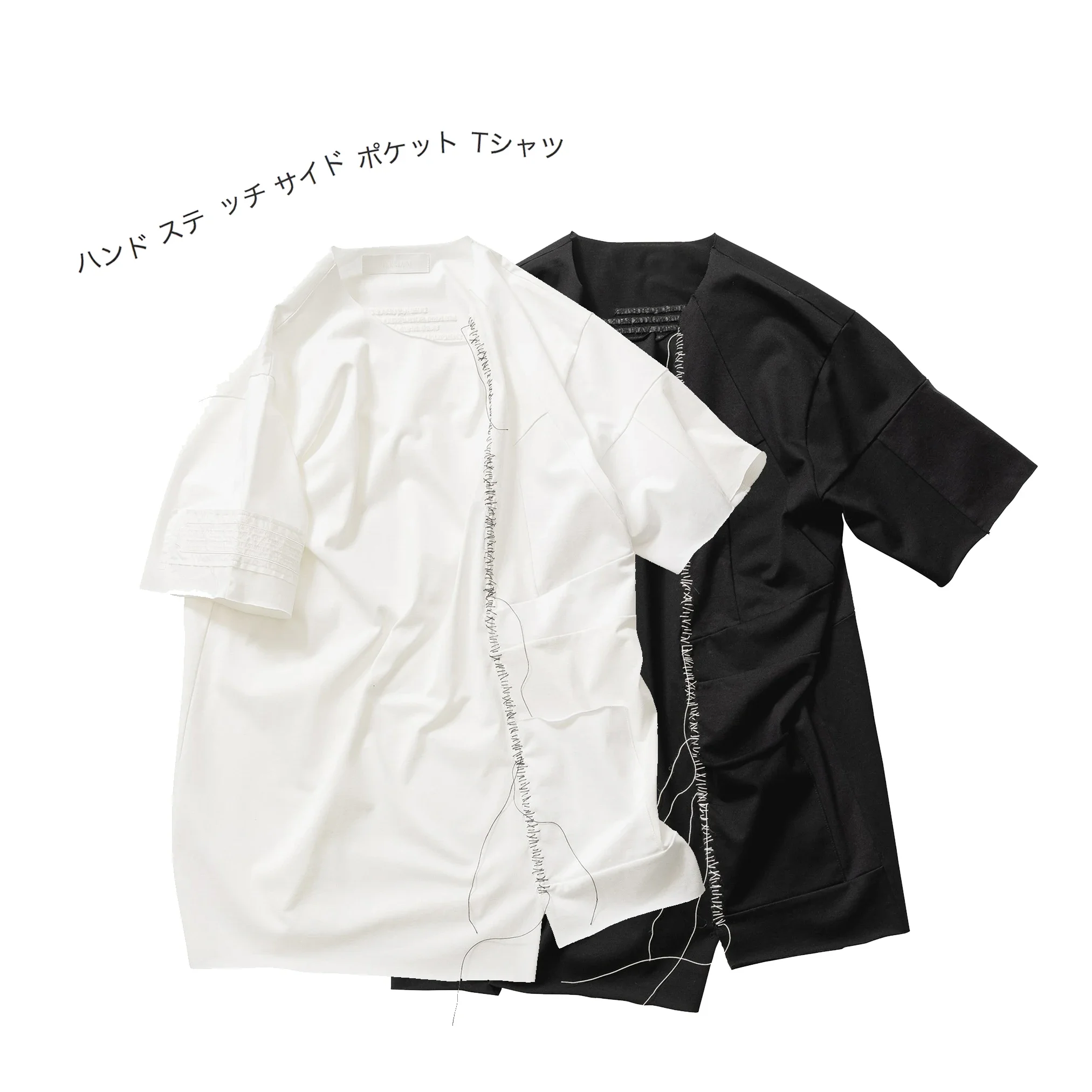 

YOJI OOAK pure hand-stitched stitching embroidery short sleeve horse cotton personality niche deconstructed shoulder TEE