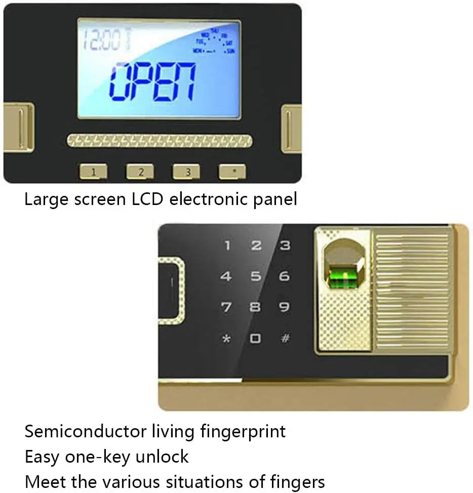 خزانة لوحة المفاتيح الرقمية الإلكترونية الآمنة الصغيرة المثبتة على الحائط، صندوق قفل نظام تحديد بصمات الأصابع (أسود) #5