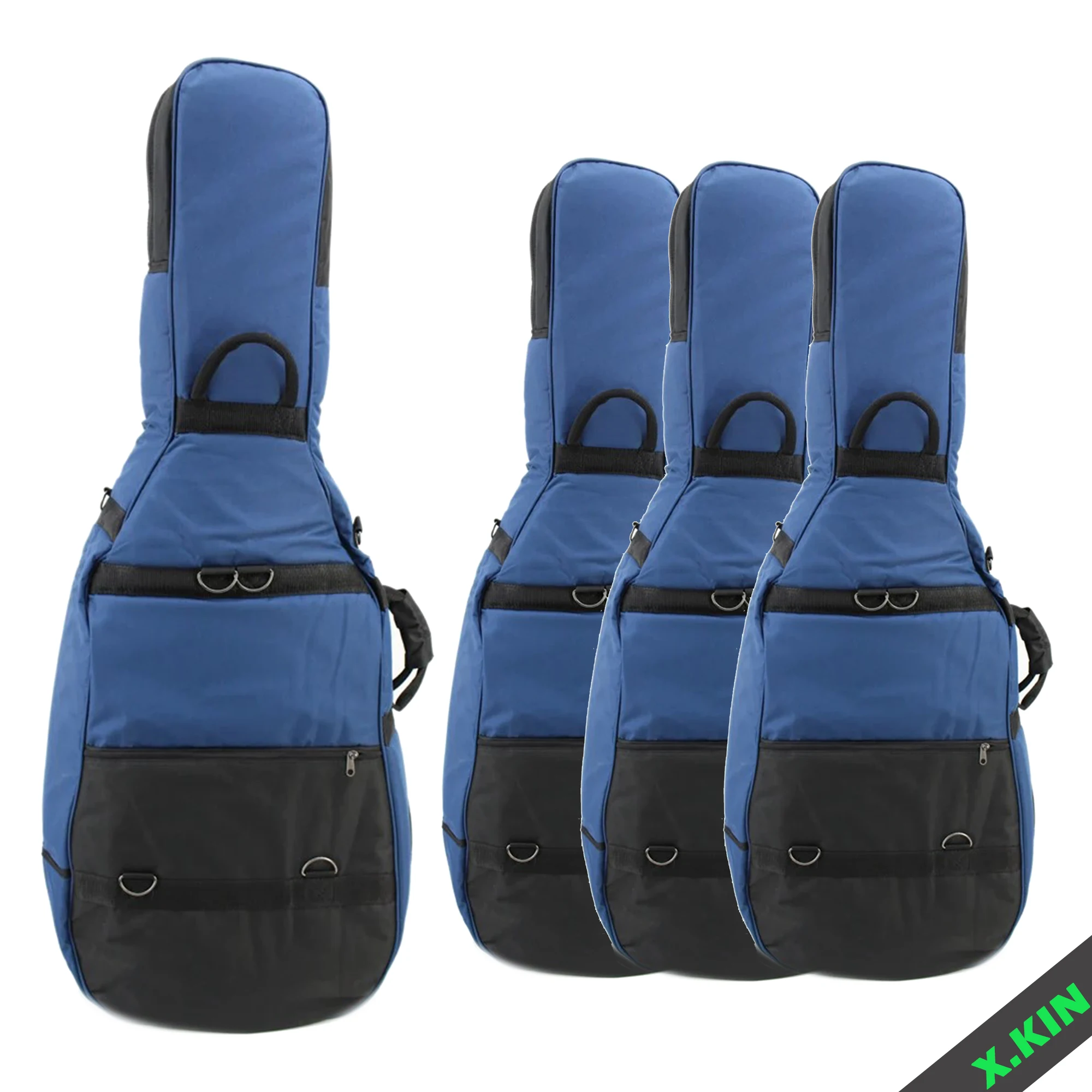 

Portable Cello Bag Soft 4/4 Cello Bag Blue and Black Stitching Oxford Cloth Thickeneded Bubble Wrap Durable