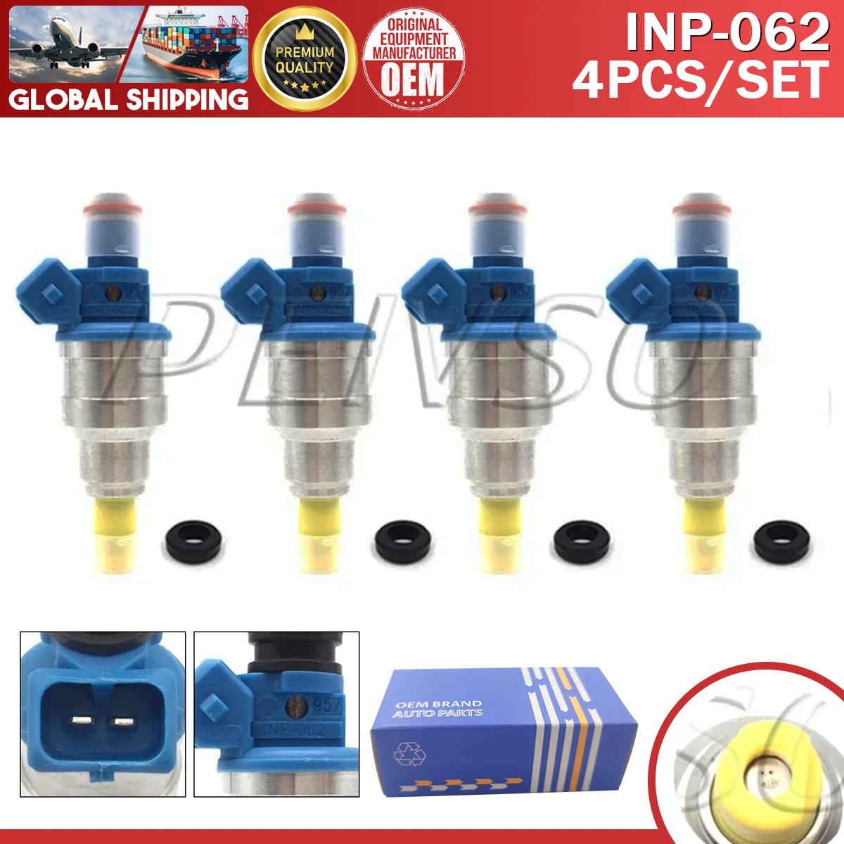 4Pcs Fuel Injector INP-062 MD175075 For MITSUBISHI&PLYMOUTH MIRAGE 93~96 COLT 93~94 1.5L