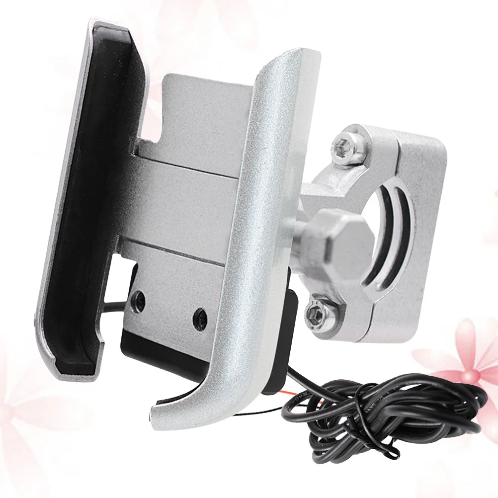 

Держатель для телефона из алюминиевого сплава, 5В 2.1А, быстрая зарядка, крепление на руль мотоцикла/велосипеда, подставка, серебристый, для салона автомобиля