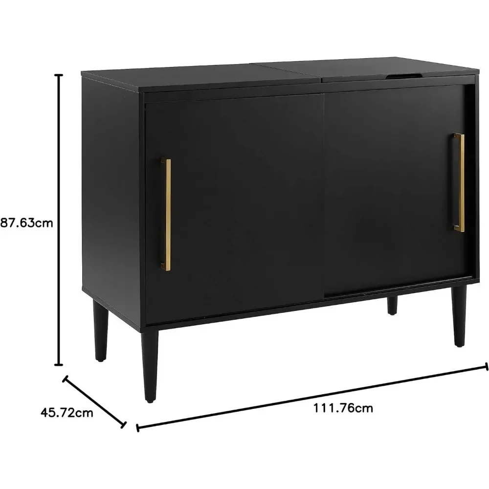 Consola multimedia moderna de mediados de siglo Everett, muebles, negro mate