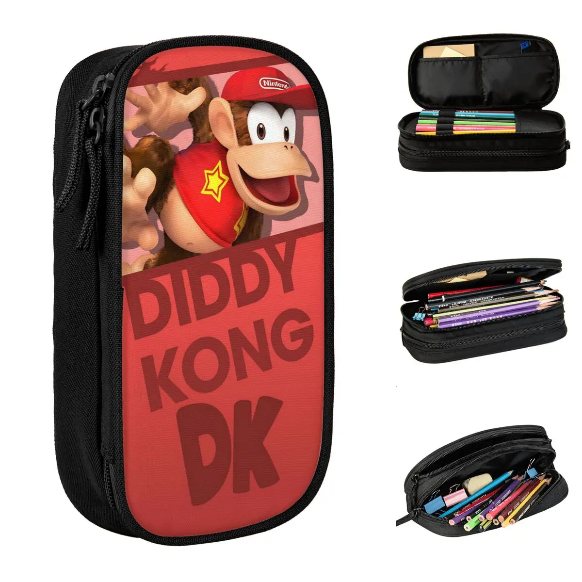 

Пенал большой емкости Donkeys Kongs Monkey Game Merch, двухслойный пенал для девочек, косметичка, идеальные подарки