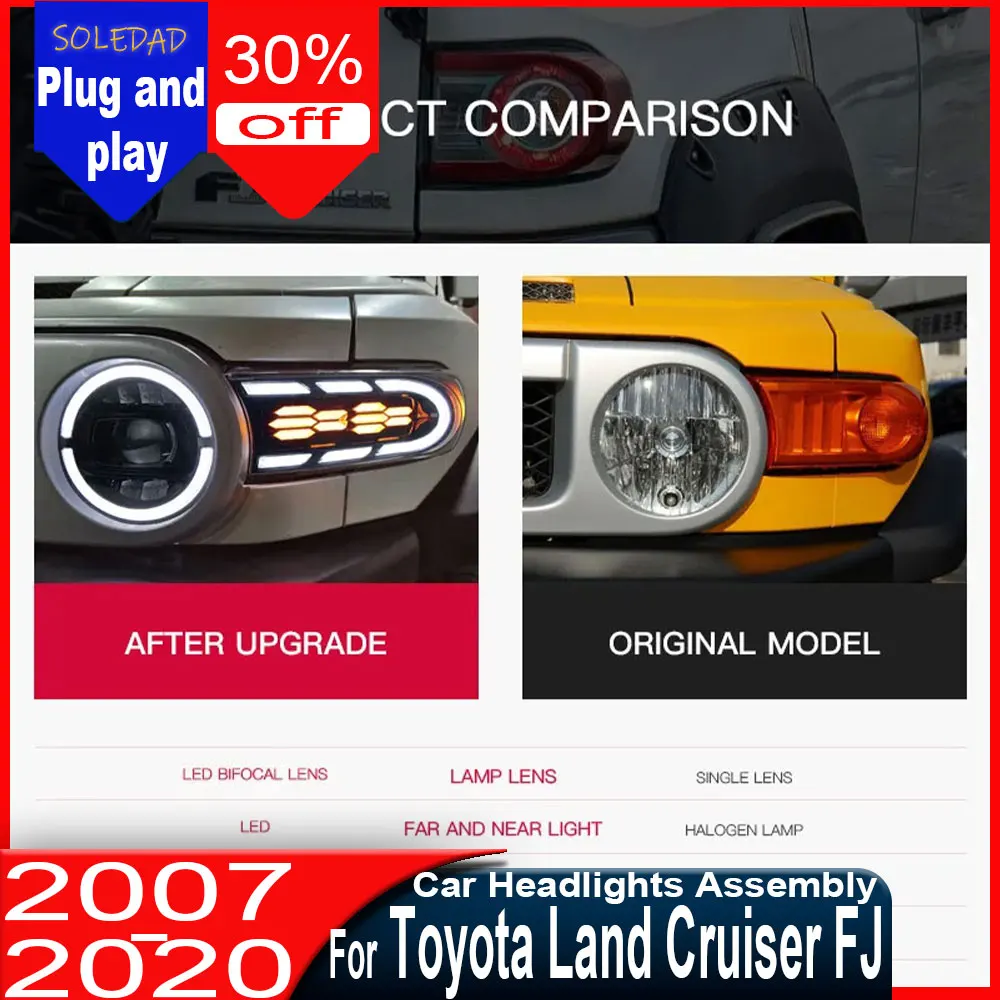 

Фара для Toyota FJ Cruiser 2007-2020: головной свет, ДХО, указатель поворота