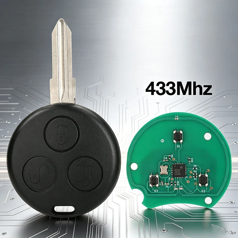 433Mhz for Mercedes Benz Fortwo City Passion Pulse Roadster 3 Button Remote Control Car Key Replacement Accessories